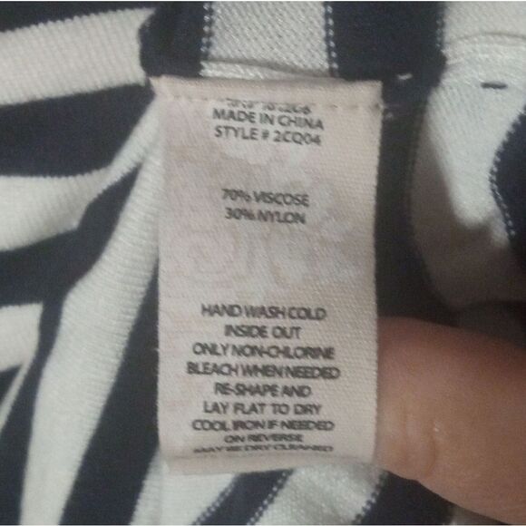 Soft Surroundings Navy White Nautical Breton Stripe Sweater Zip Detail NWT Large - Picture 9 of 9